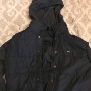RVCA puffy hoodie jacket navy blue size medium